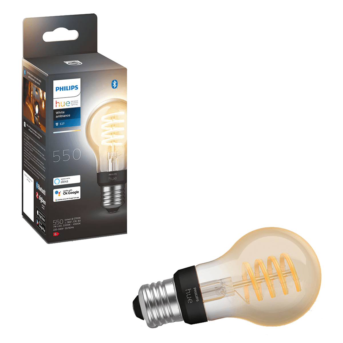 PHILIPS Hue White Ambiance Fil Έξυπνος Λαμπτήρας 7W A60 E27