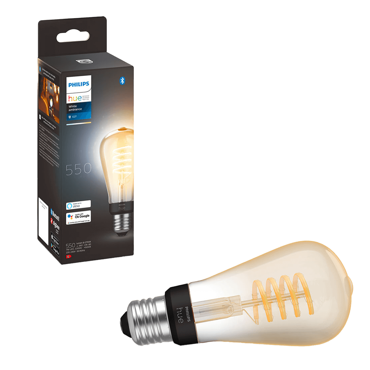 PHILIPS Hue White Ambiance Fil Έξυπνος Λαμπτήρας 7W ST64 E27