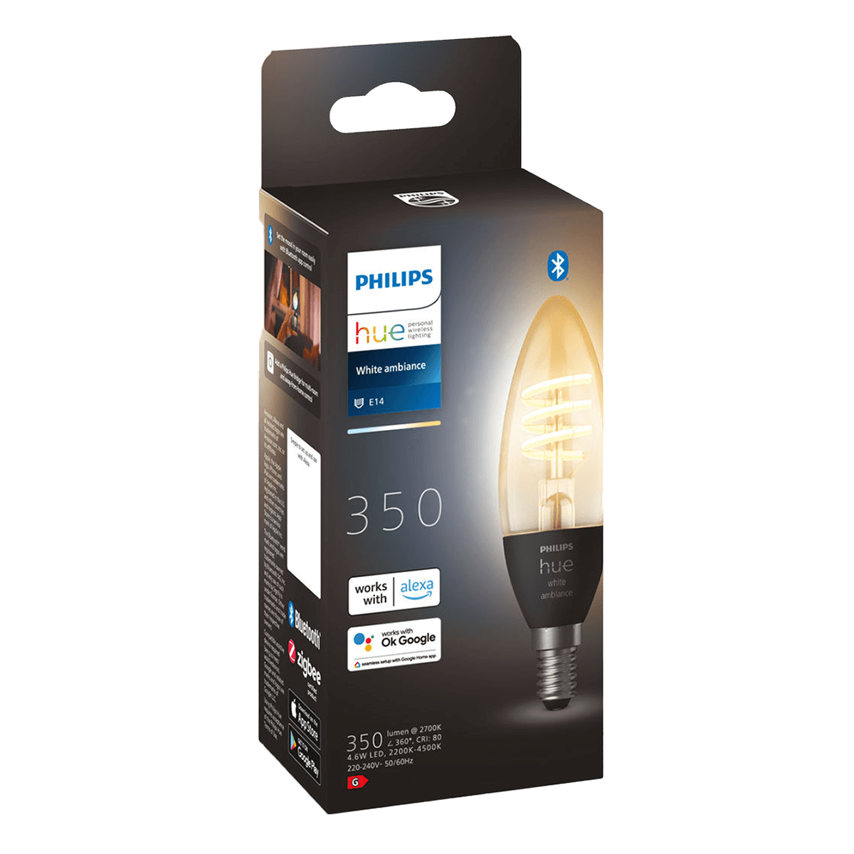 PHILIPS Hue White Ambiance Fil Candle Έξυπνος Λαμπτήρας 4.6W E14 - 3