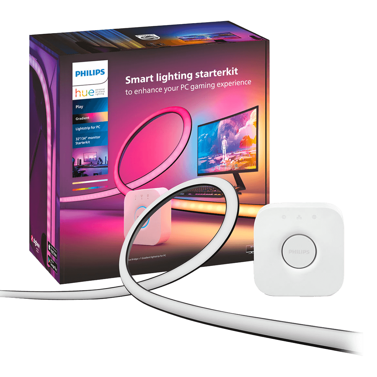 Έξυπνη Ταινία Φωτισμού PHILIPS Hue Play Gradient για Monitor 32'' έως 34'' + Philips Hue Bridge