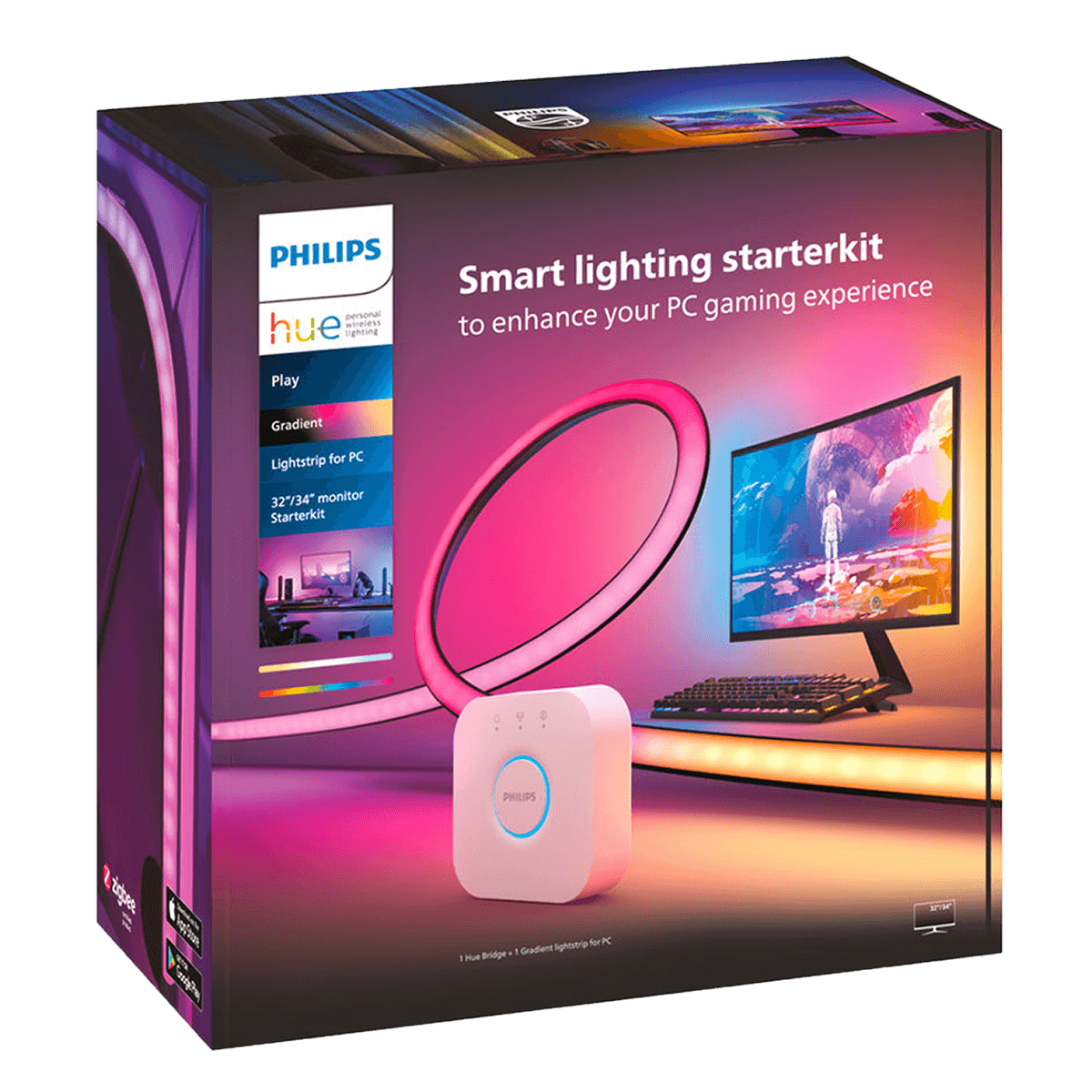 Έξυπνη Ταινία Φωτισμού PHILIPS Hue Play Gradient για Monitor 32'' έως 34'' + Philips Hue Bridge - 2
