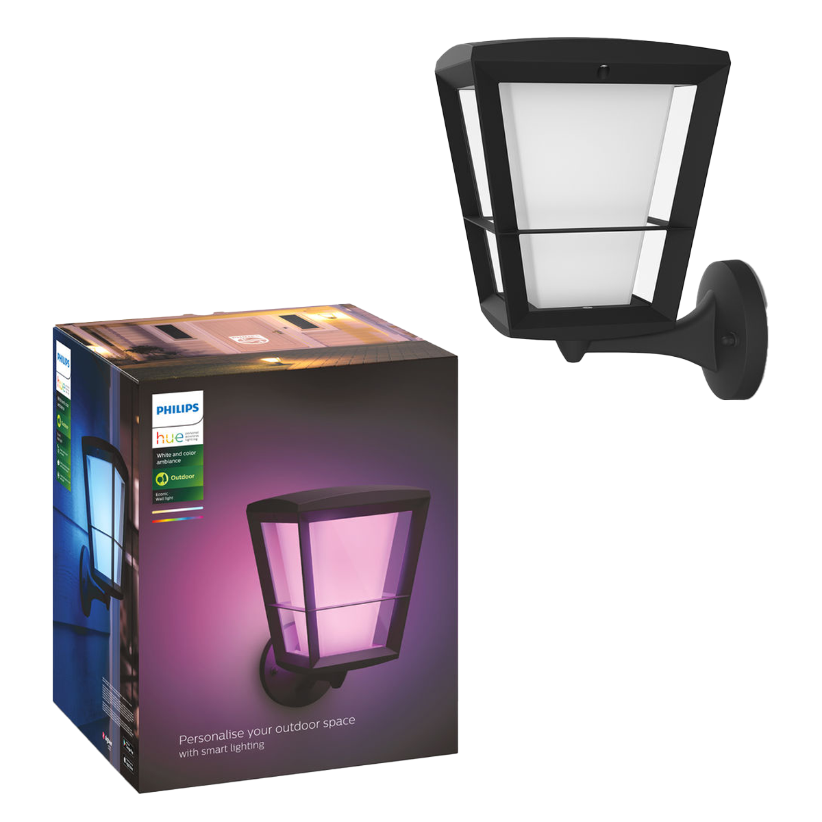 PHILIPS Hue White & Color Ambiance WACA EU Econic up wall lantern Επιτοίχιο Φωτιστικό Εξωτερικού Χώρου Μαύρο