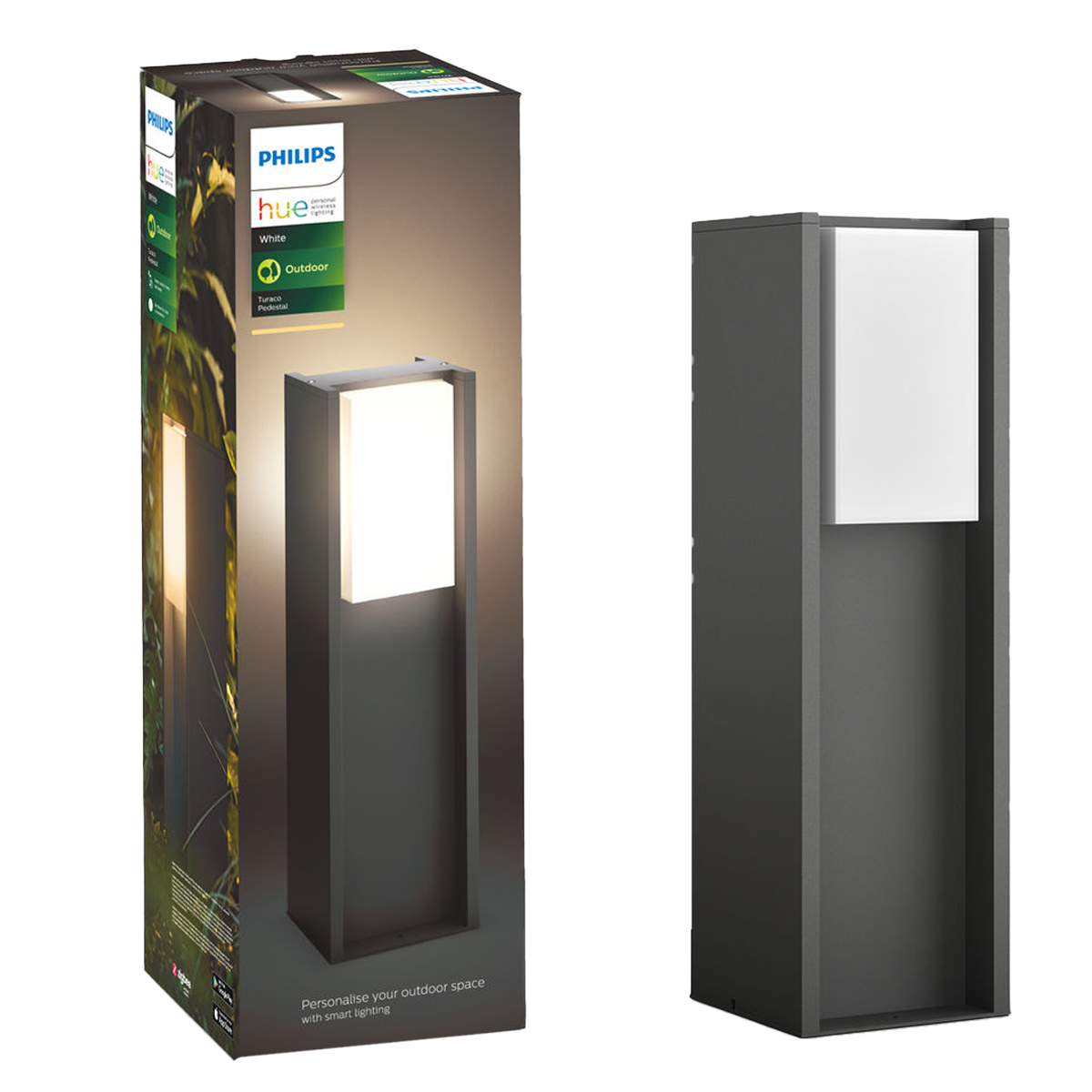 PHILIPS Hue White Turaco Pedestal Στύλος Φωτισμού Εξωτερικού Χώρου Ανθρακί