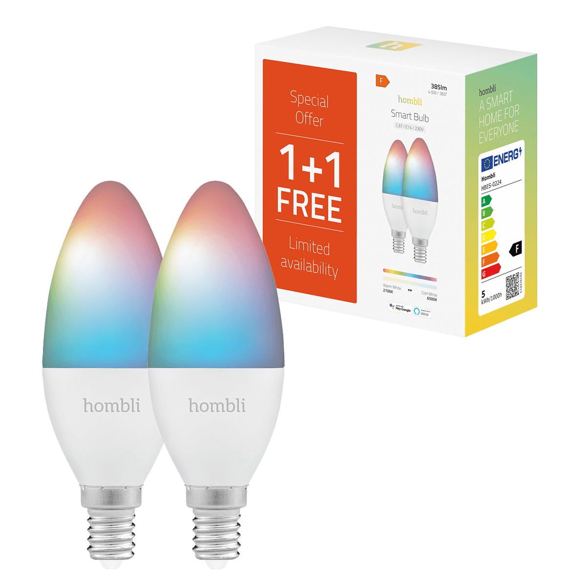 HOMBLI E14 RGB+CCT Έξυπνος Λαμπτήρας Promo Pack - 2