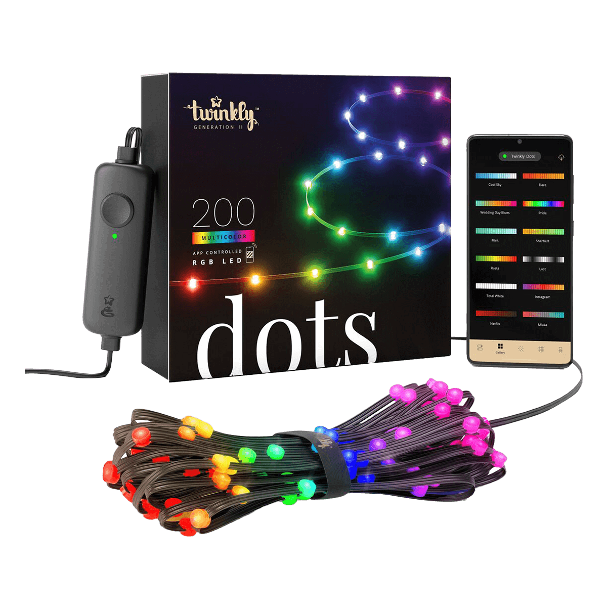Διάφανη Έξυπνη RGB Ταινία Φωτισμού TWINKLY Dots 200LED 10 Μέτρων