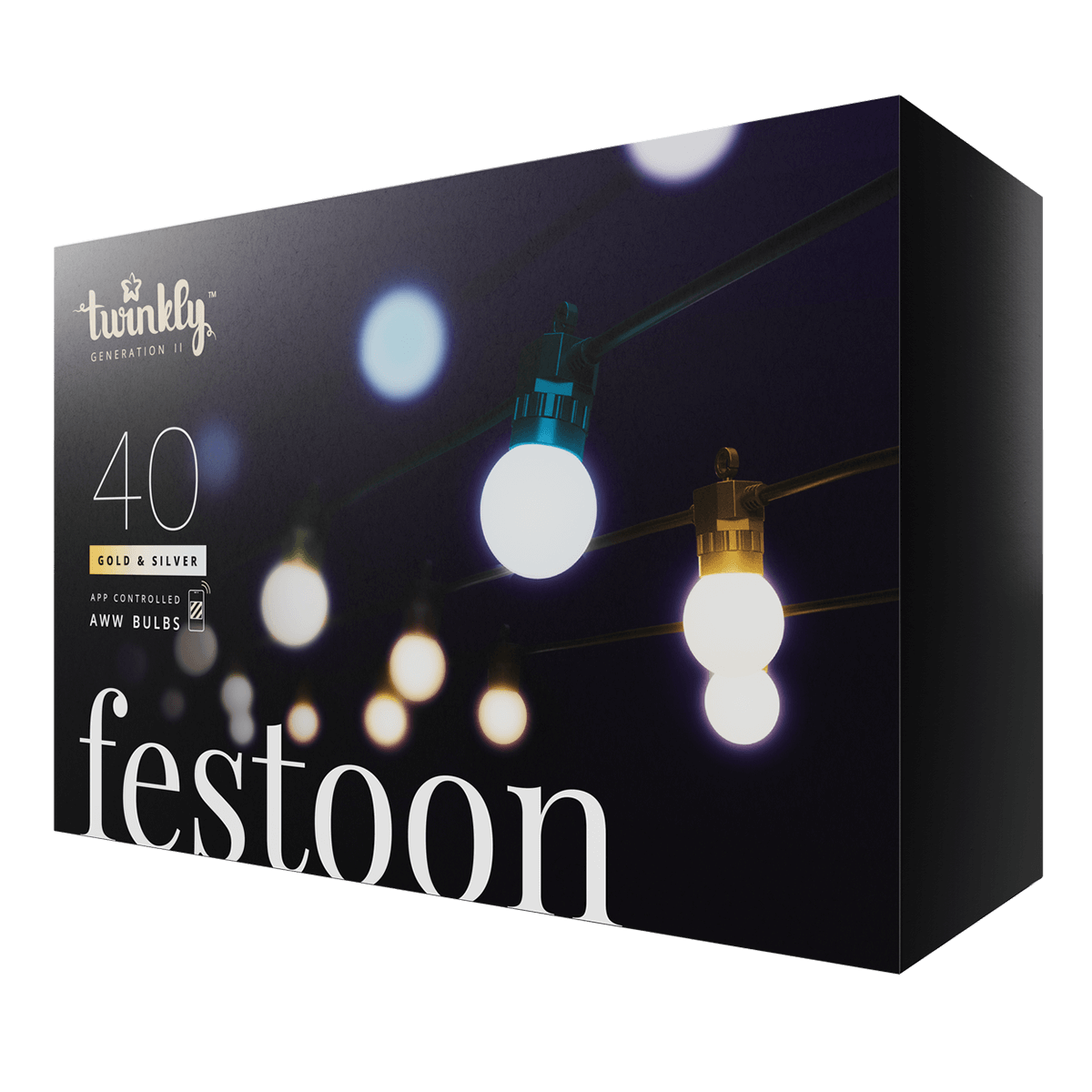 Έξυπνα Λαμπάκια TWINKLY Festoon 20Bulbs Μαύρα