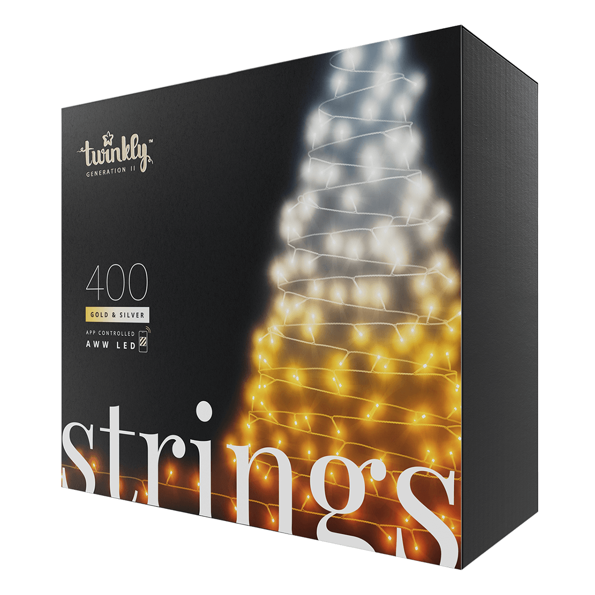 Έξυπνα Λαμπάκια Gold + Silver Edition TWINKLY Strings 400LED με Μαύρο Καλώδιο