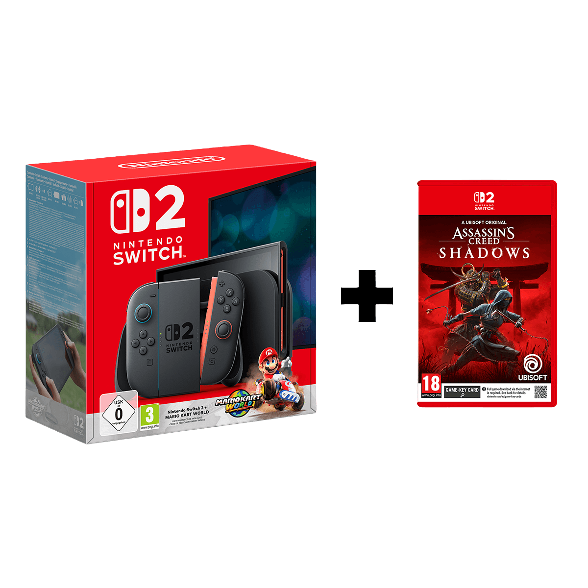 Nintendo Switch 2 Light Blue / Light Red Joy-Con Mario Kart World  + Assassin's Creed Shadows