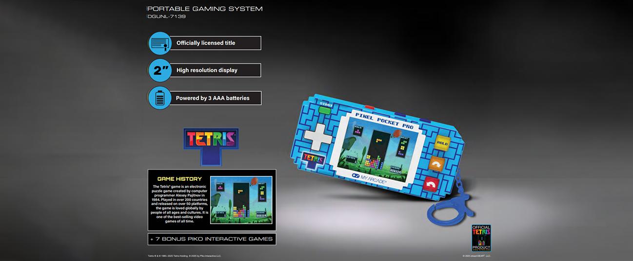 MY ARCADE TETRIS Portable Pixel Pocket Pro Gaming System