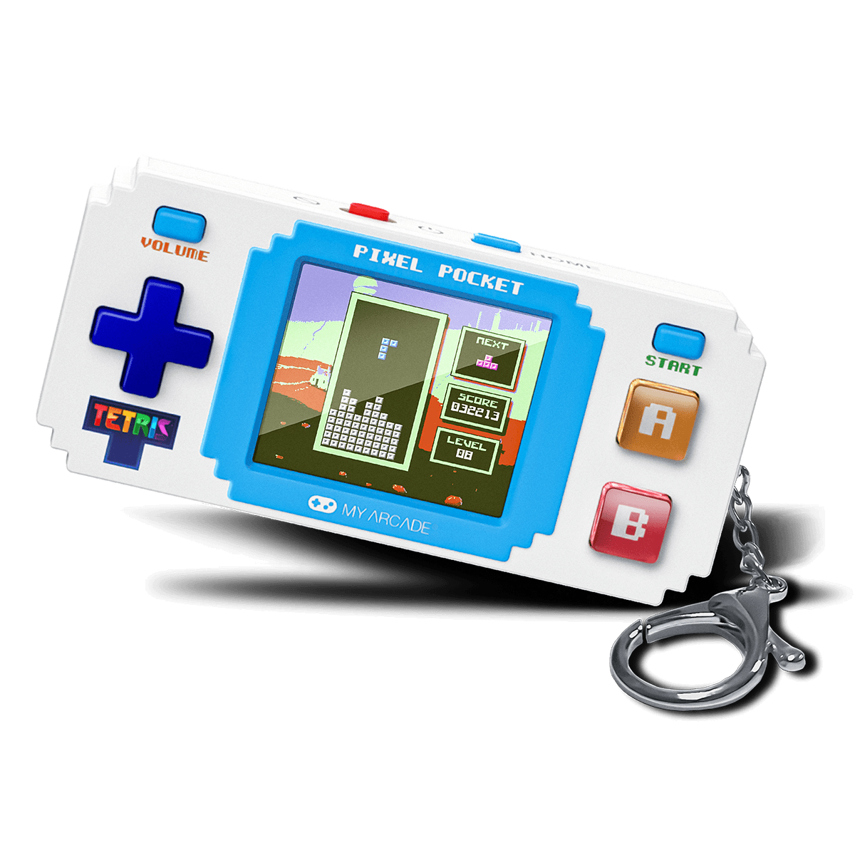 MY ARCADE TETRIS Mini Portable Pixel Pocket Gaming System  White & Blue