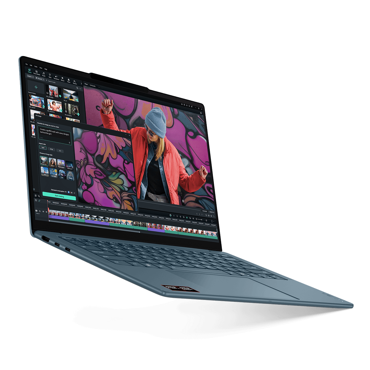 LENOVO Yoga Slim 7 14'' OLED AI/ AMD Ryzen AI 5 330/ 16GB/ 512GB SSD/ Windows 11 Home Laptop Tidal Teal - 3