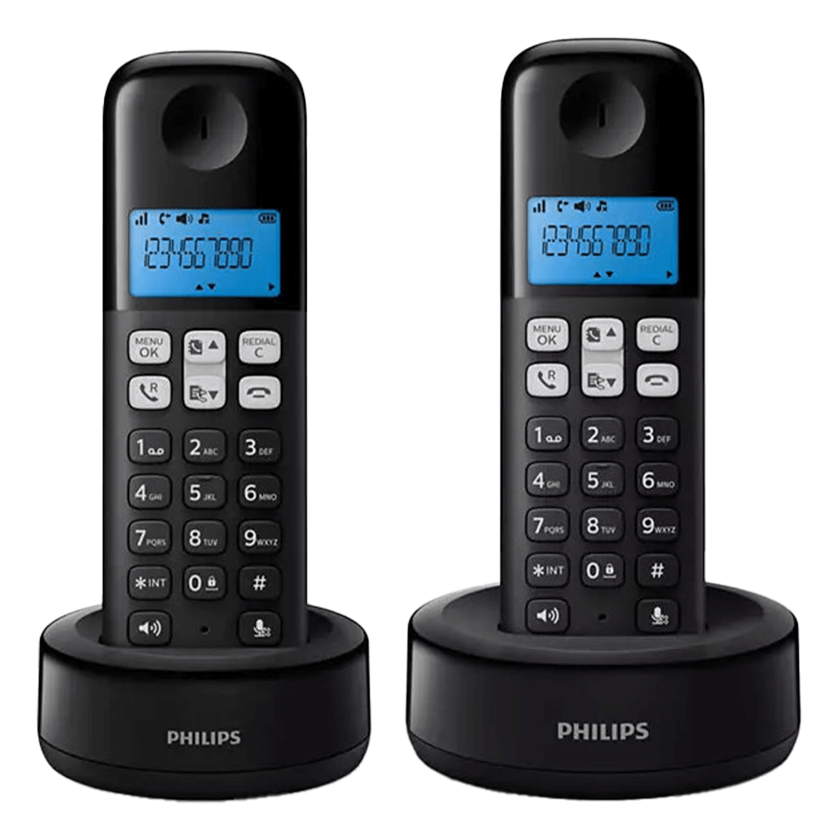 PHILIPS D1612 Duo Μαύρο Ασύρματο Τηλέφωνο