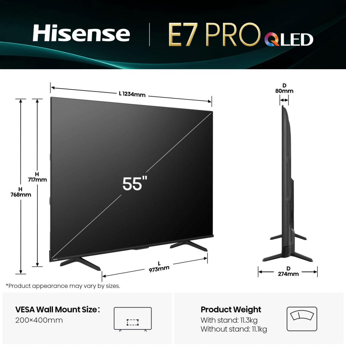 HISENSE 55E7Q PRO 55'' QLED 4K Vidaa TV Τηλεόραση - 2