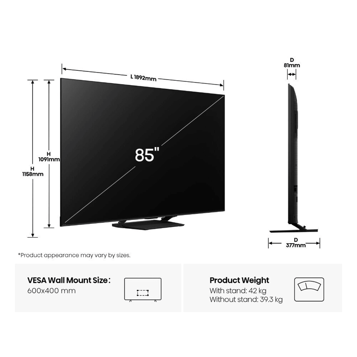 HISENSE 85U7Q PRO 85'' Mini LED 4K Vidaa TV Τηλεόραση - 2