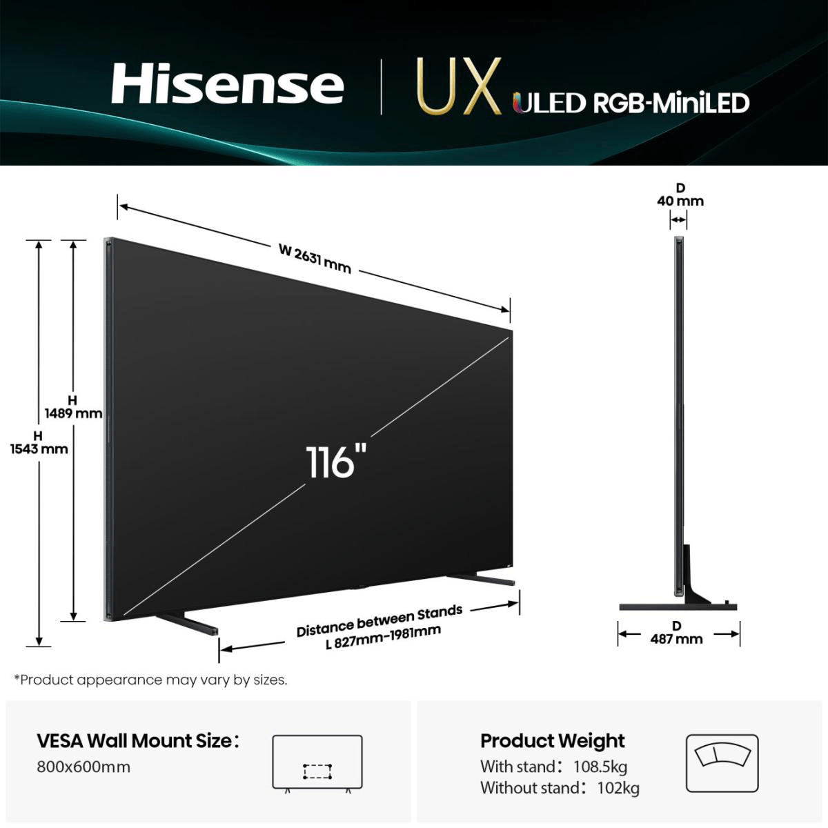 HISENSE 116UXQ 116'' Mini LED 4K Vidaa TV Τηλεόραση - 2