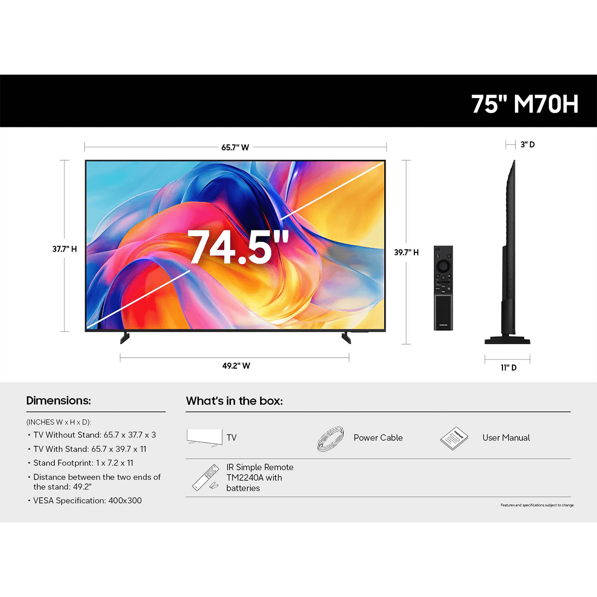SAMSUNG 75M70H AI 75'' Mini LED 4K Smart TV Τηλεόραση - 3