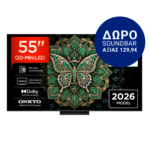 TCL 55C6K Pro 55'' Premium QD-Mini LED Google TV Τηλεόραση Blc