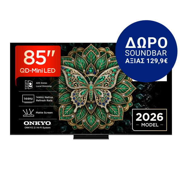 TCL 85C6K Pro 85'' Premium QD-Mini LED Google TV Τηλεόραση Blc