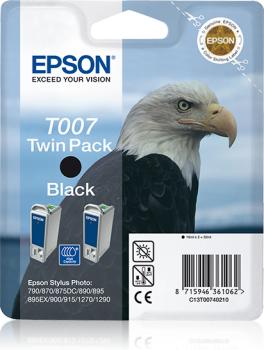 Epson Μελάνι Inkjet T007 Twin Pack Black