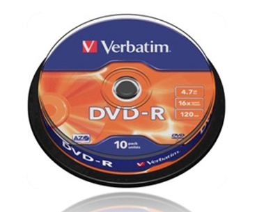 Verbatim DVD-R 4,7GB 16x Cake 10 τεμαχίων 