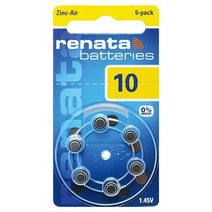 RENATA Hearing Aid Batteries ZA10 (6 Pieces)