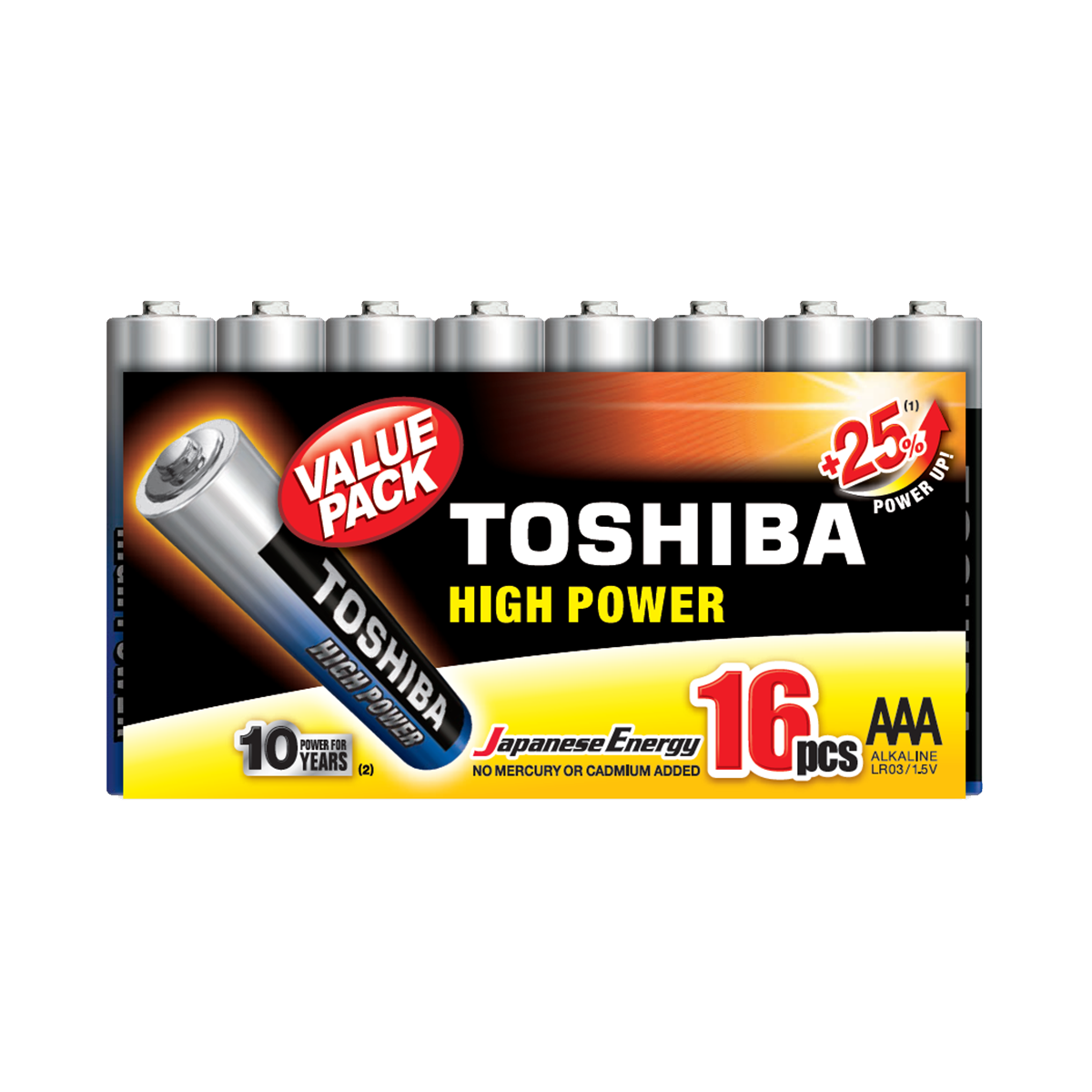 TOSHIBA αλκαλικές μπαταρίες High Power LR03 AAA (16 Τεμάχια)