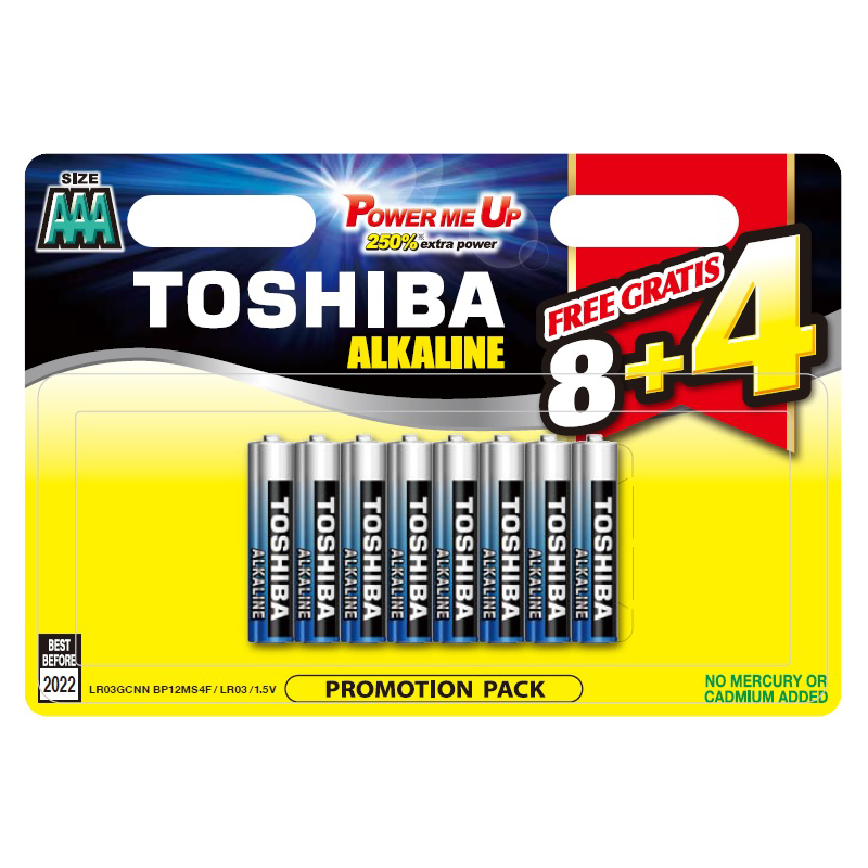 Aλκαλική Μπαταρία ΤΟSHIBA LR3 8+4 (BL 12 Tεμάχια)