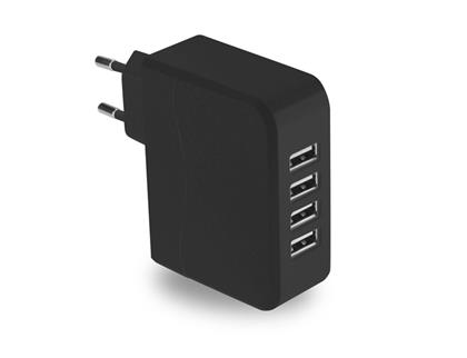 TRAVEL CHARGER PLATINET 4XUSB 4.9A BLACK