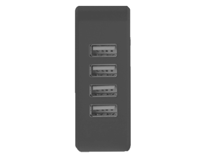 TRAVEL CHARGER PLATINET 4XUSB 4.9A BLACK