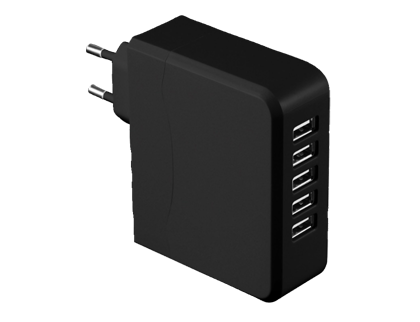 TRAVEL CHARGER PLATINET 5XUSB 6.8A BLACK