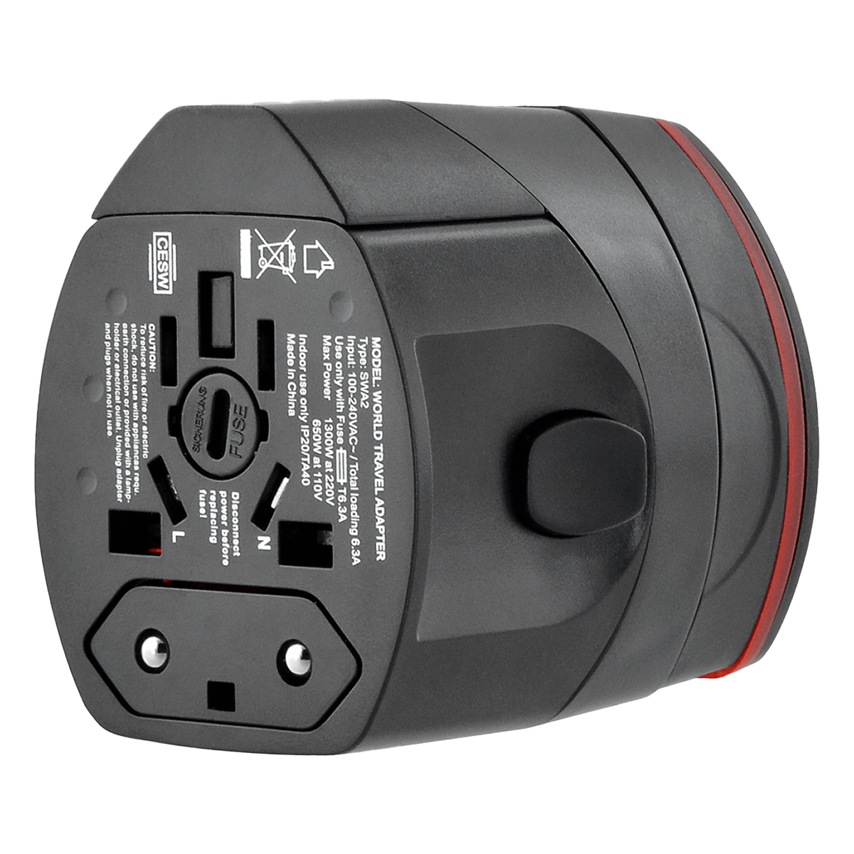 Universal Αντάπτορας Ρεύματος LAMTECH με 2 Θύρες USB - 4