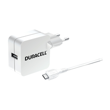 Φορτιστής Ταξιδιού DURACELL 2.4A & Καλώδιο Λευκό