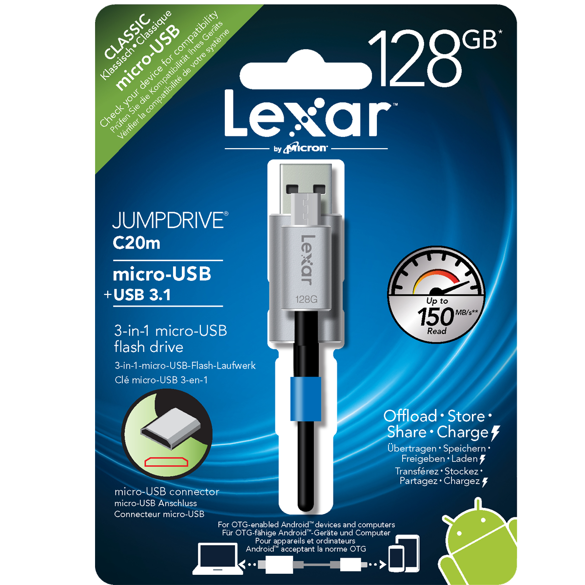 LEXAR καλώδιο micro-USB JumpDrive 20 εκατοστά 128GB - 2