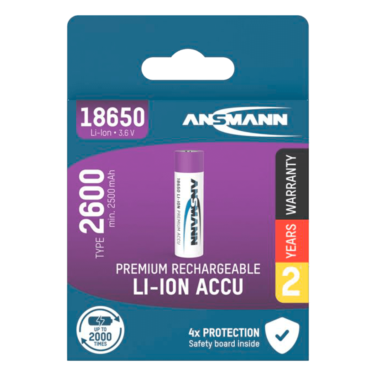 ANSMANN Επαναφορτιζόμενη μπαταρία Li-ion 18650 3.7V 2600mAh