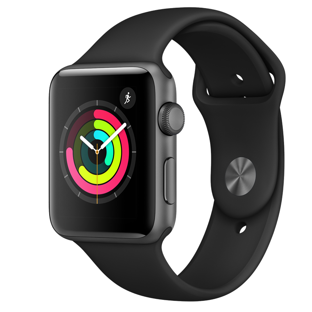 APPLE Watch Series 3 GPS 38mm Space Grey Aluminium με Sport Band Μαύρο - 2