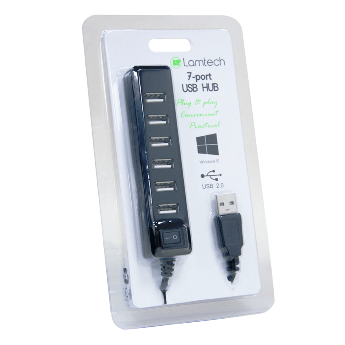 USB Hub LAMTECH USB 2.0 7 θυρών με διακόπτη - 2