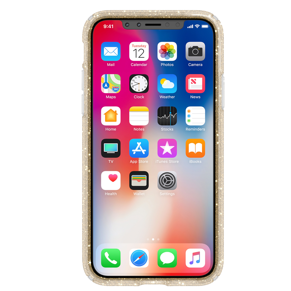 SPECK διάφανη θήκη Presidio Clear με Gold Glitter iPhone Χ - 4