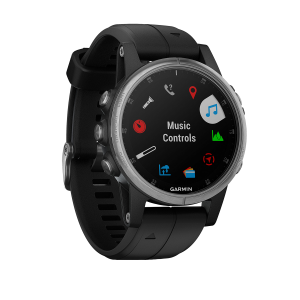 GARMIN Smartwatch fenix 5S Plus Ασημί με μαύρο λουράκι