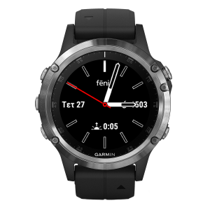 GARMIN Smartwatch fenix 5 Plus Ασημί με μαύρο λουράκι
