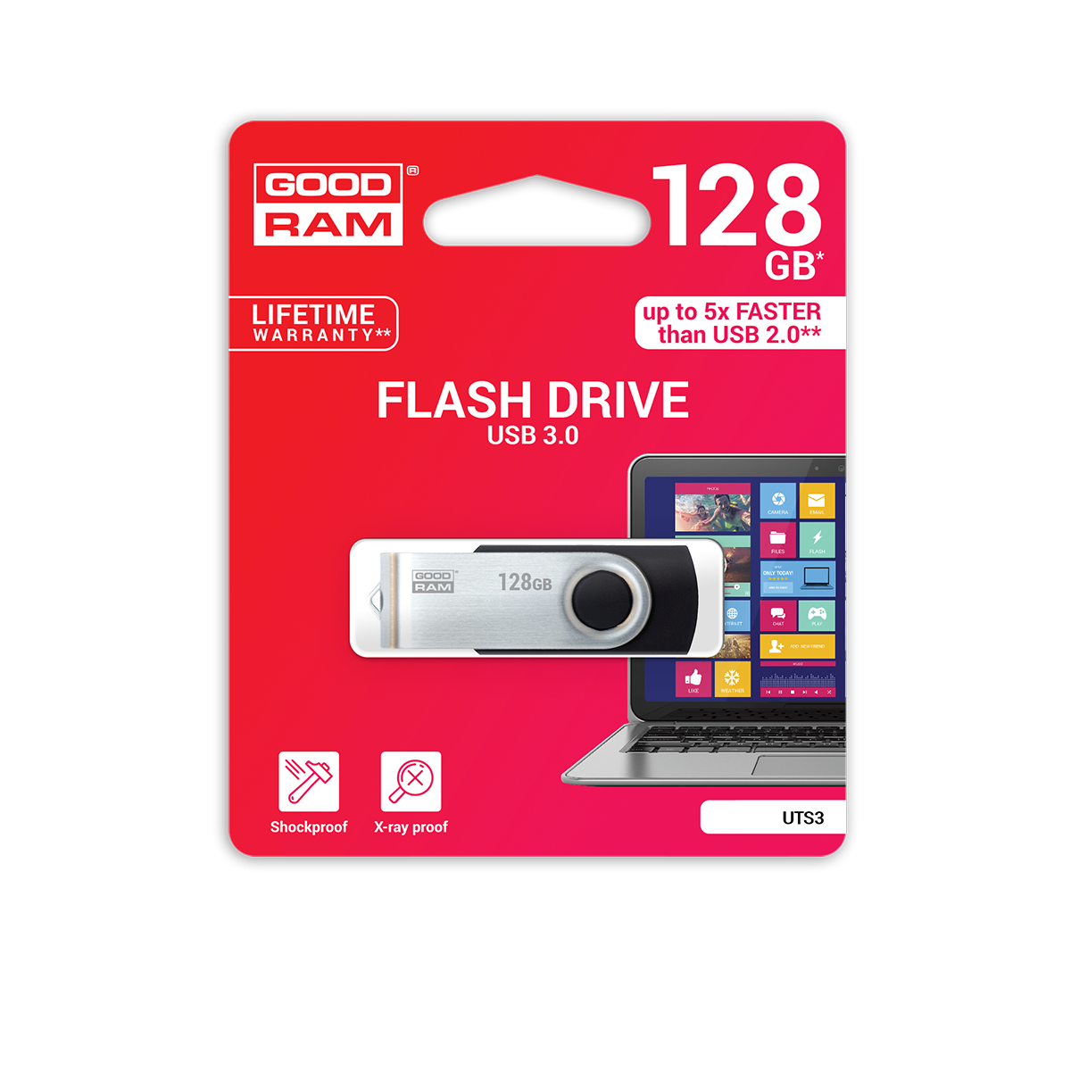 GOODRAM μνήμη USB 3.0 UTS3 128GB Μαύρη