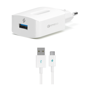 Φορτιστής ταξιδίου TTEC με Qualcomm Quick Charge 3.0 + καλώδιο Type-C Λευκό