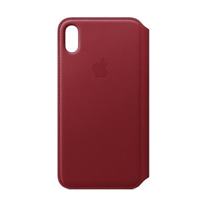 APPLE δdermatini thiki Folio iPhone Xs Max kokkini