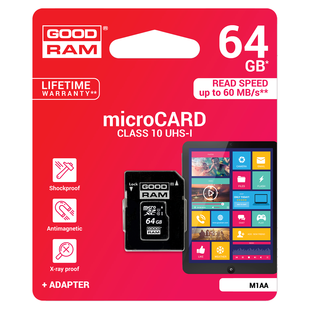 GOODRAM κάρτα μνήμης Micro SD Class 10 UHS-I 64GB με αντάπτορα