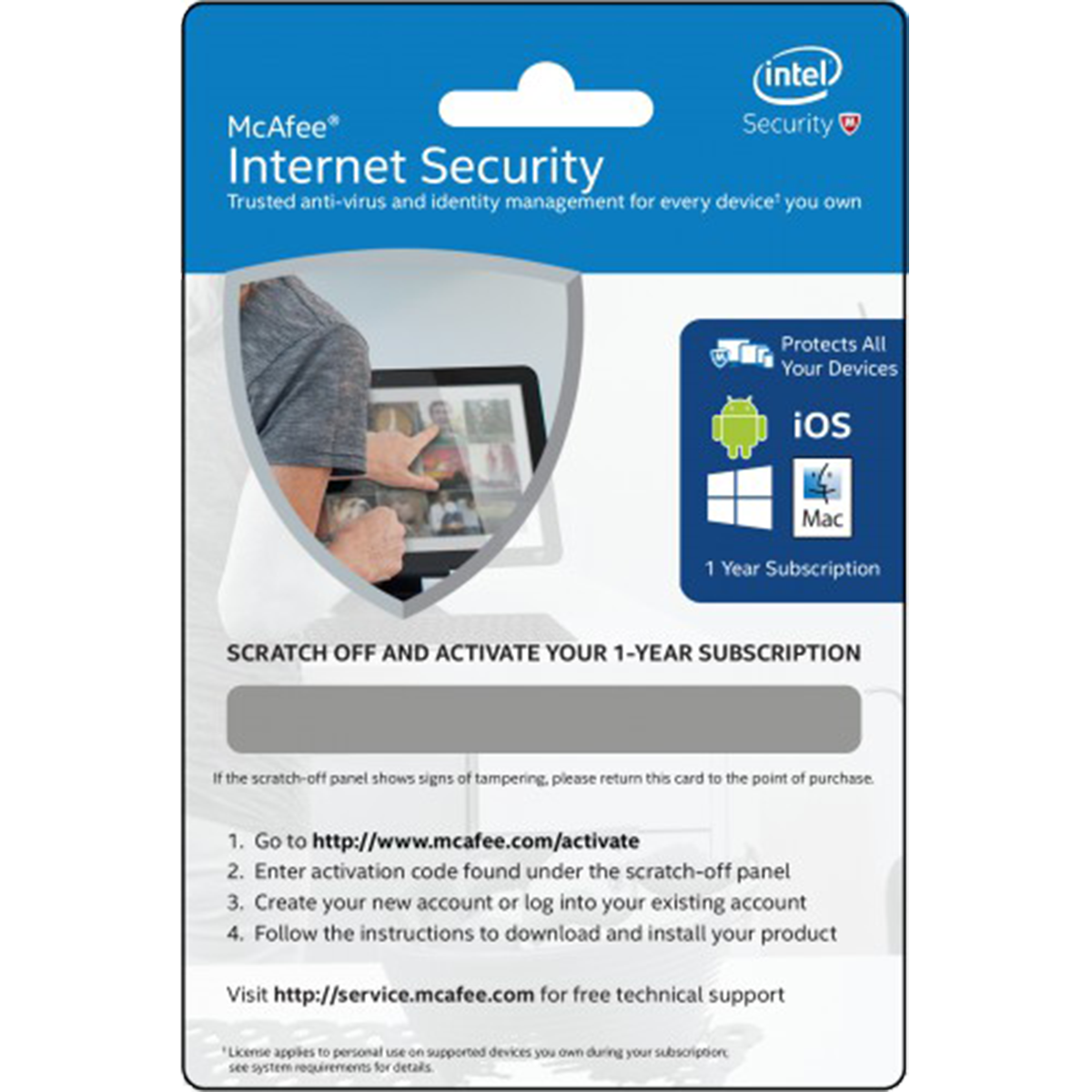 McAfee Internet Security Activation Card 1 έτος 1 άδεια χρήσης