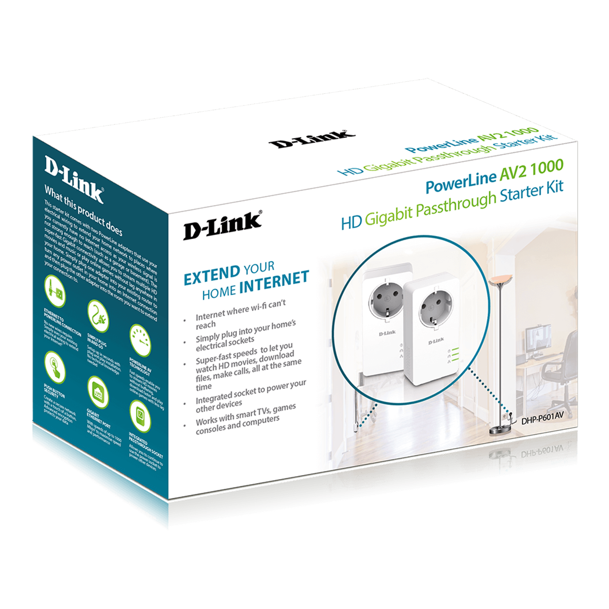 D-LINK PowerLine AV2 1000 HD Gigabit Passthrough Kit DHP-601AV - 3