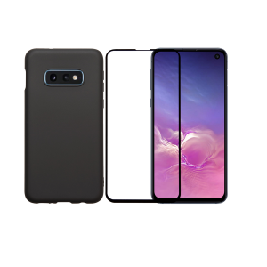 Θήκη Matte + γυαλί προστασίας οθόνης με πλαίσιο COSY για το SAMSUNG Galaxy S10e Μαύρη