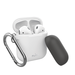Θήκη σιλικόνης με κρίκο PURO για τα APPLE AirPods Λευκή/ Μαύρη