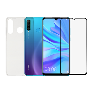 Διάφανη θήκη + γυαλί προστασίας οθόνης με πλαίσιο COSY για το HUAWEI P30 Lite