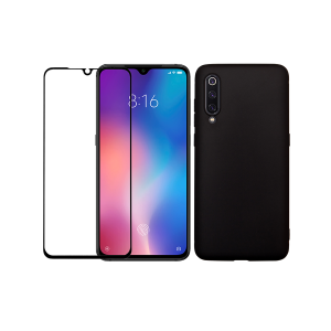 Θήκη Matte Μαύρη + γυαλί προστασίας οθόνης με πλαίσιο COSY για το XIAOMI Mi 9