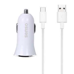 Φορτιστής αυτοκινήτου SENSO Dual USB 2.1A + καλώδιο USB Type-C